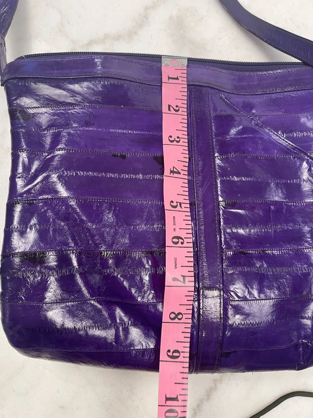 Purple Leather Crossbody Bag - Women